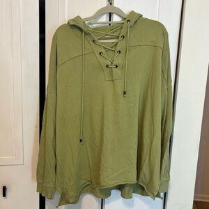 Aerie Oversized Lace-Up Front Hoodie